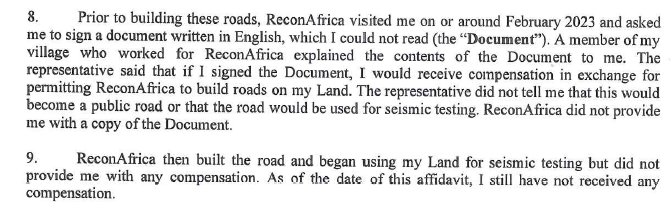 Sworn affidavit excerpt