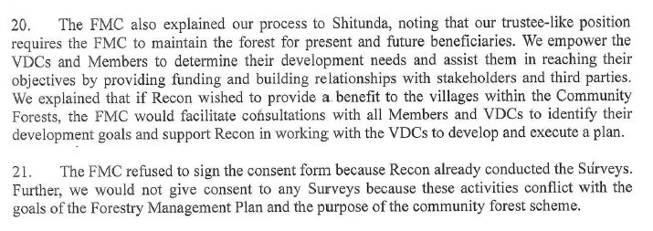 Sworn affidavit excerpt