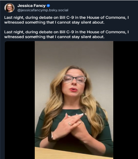 “Last night, during debate on Bill C-9…” — MP Fancy.